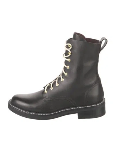 Pre-owned Rag & Bone Leather Combat Boots In Blue