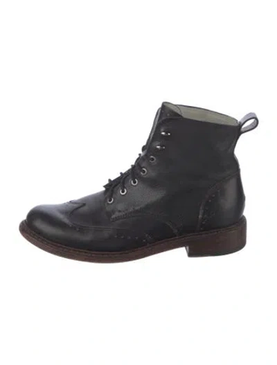 Pre-owned Rag & Bone Leather Combat Boots In Blue