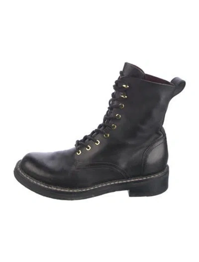Pre-owned Rag & Bone Leather Combat Boots In Blue