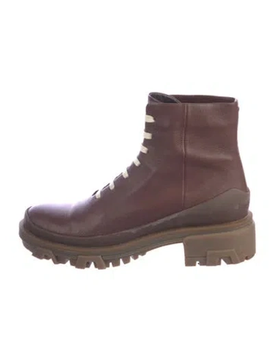 Pre-owned Rag & Bone Leather Combat Boots In Burgundy