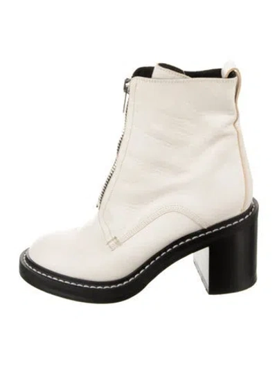 Pre-owned Rag & Bone Leather Combat Boots In White