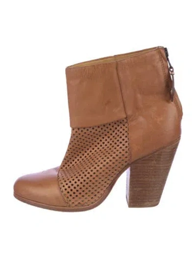 Pre-owned Rag & Bone Leather Cutout Accent Boots In Neutral