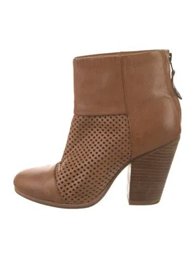 Pre-owned Rag & Bone Leather Cutout Accent Boots In Neutral