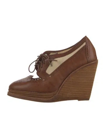 Pre-owned Rag & Bone Leather Cutout Accent Pumps In Brown