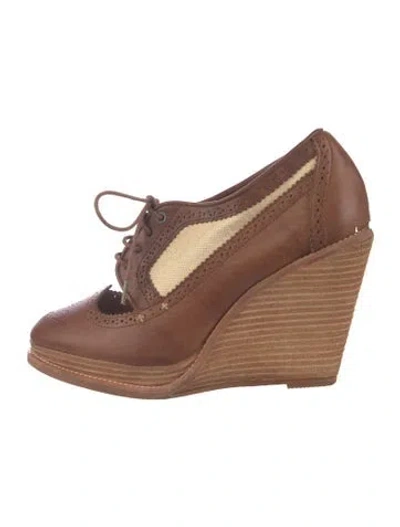 Pre-owned Rag & Bone Leather Cutout Accent Pumps In Brown