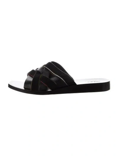 Pre-owned Rag & Bone Leather Cutout Accent Slides In Black