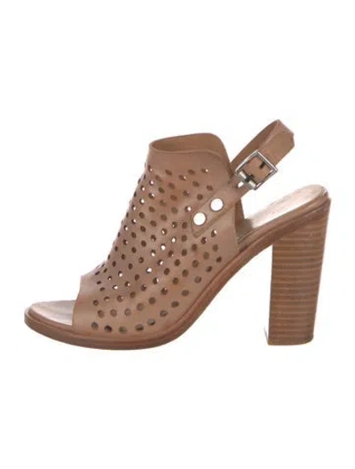 Pre-owned Rag & Bone Leather Cutout Accent Slingback Sandals In Neutral