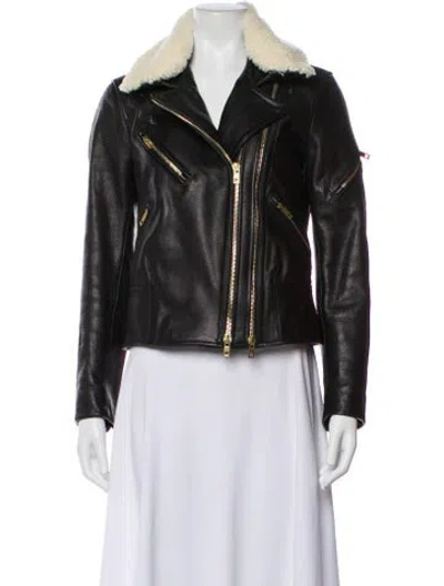 Pre-owned Rag & Bone Leather Faux Fur Jacket In Black