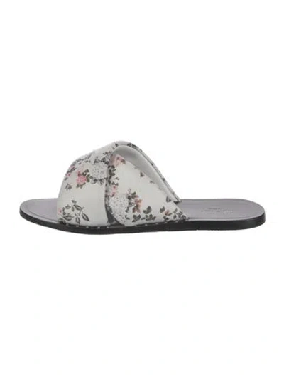 Pre-owned Rag & Bone Leather Floral Print Slides In White