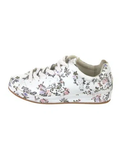 Pre-owned Rag & Bone Leather Floral Print Sneakers In White