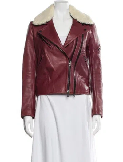 Pre-owned Rag & Bone Leather Fur Jacket In Burgundy