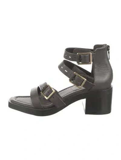 Pre-owned Rag & Bone Leather Gladiator Sandals In Black