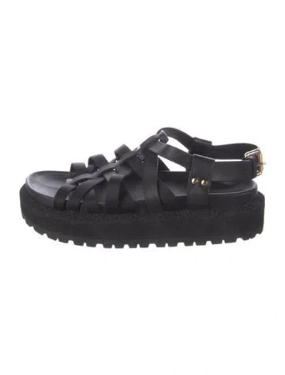 Pre-owned Rag & Bone Leather Gladiator Sandals In Black