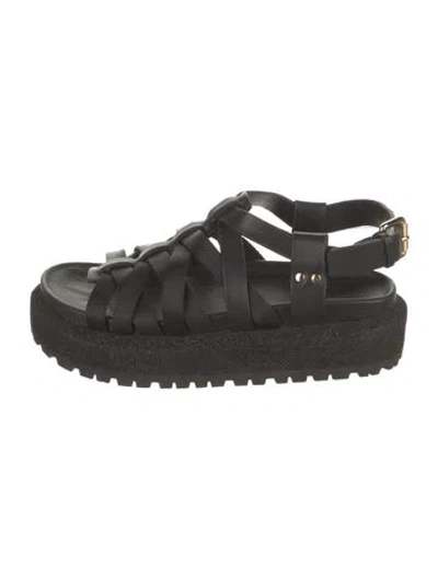 Pre-owned Rag & Bone Leather Gladiator Sandals In Black