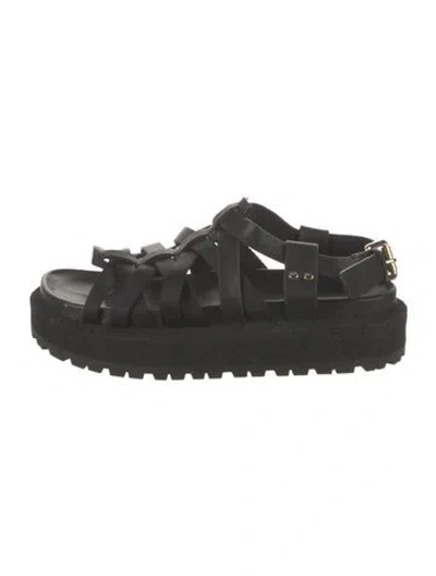 Pre-owned Rag & Bone Leather Gladiator Sandals In Black