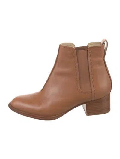 Pre-owned Rag & Bone Leather Grosgrain Trim Chelsea Boots In Brown