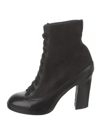 Pre-owned Rag & Bone Leather Lace-up Boots In Black