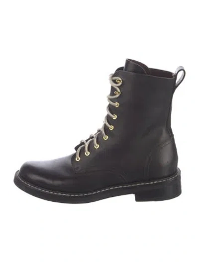 Pre-owned Rag & Bone Leather Lace-up Boots In Black
