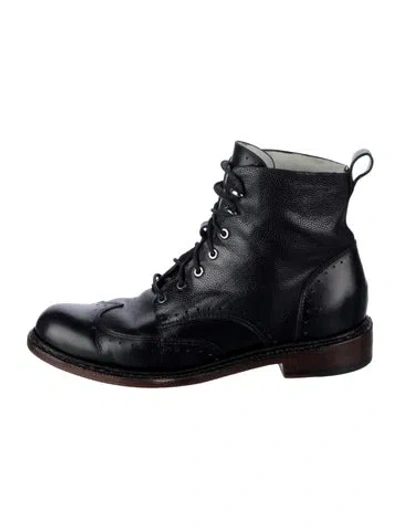 Pre-owned Rag & Bone Leather Lace-up Boots In Black