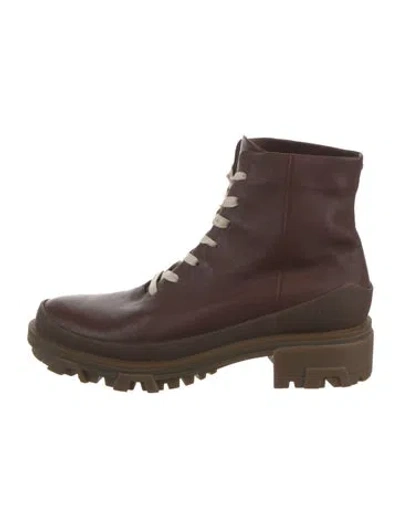 Pre-owned Rag & Bone Leather Lace-up Boots In Burgundy