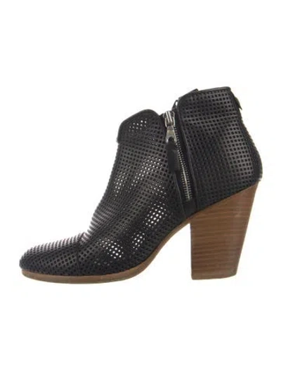 Pre-owned Rag & Bone Leather Lasercut Accents Boots In Black