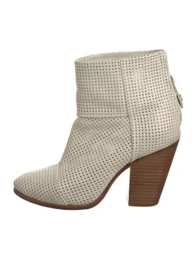 Pre-owned Rag & Bone Leather Lasercut Accents Boots In Neutral