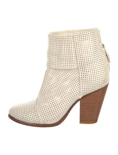 Pre-owned Rag & Bone Leather Lasercut Accents Boots In White