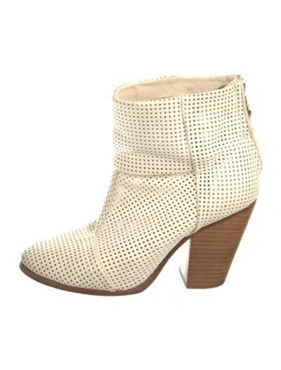 Pre-owned Rag & Bone Leather Lasercut Accents Boots In White