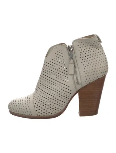Pre-owned Rag & Bone Leather Lasercut Accents Boots In White