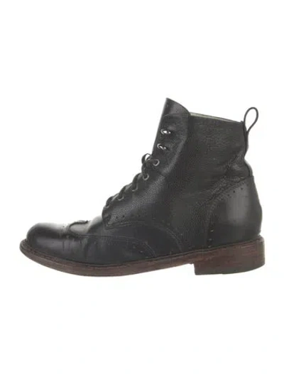 Pre-owned Rag & Bone Leather Lasercut Accents Combat Boots In Black