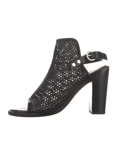 Pre-owned Rag & Bone Leather Lasercut Accents Slingback Sandals In Black