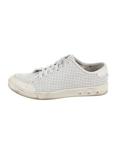 Pre-owned Rag & Bone Leather Lasercut Accents Sneakers In White