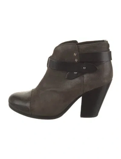 Pre-owned Rag & Bone Leather Leather Trim Embellishment Boots In Brown