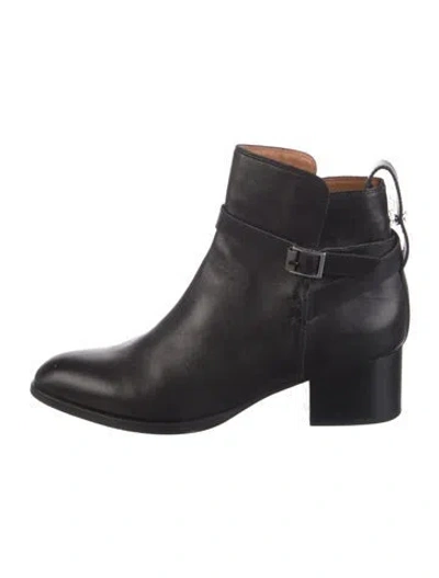 Pre-owned Rag & Bone Leather Leather Trim Embellishment Moto Boots In Black