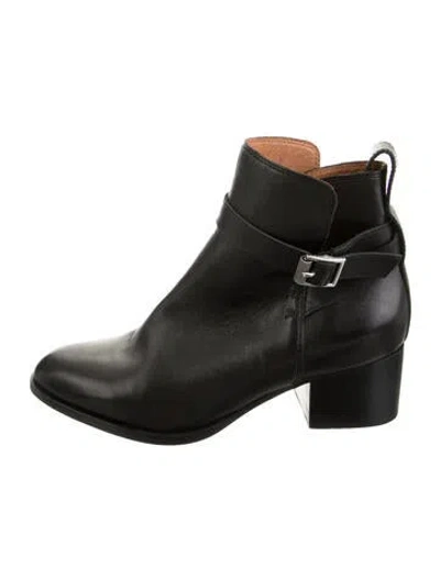 Pre-owned Rag & Bone Leather Leather Trim Embellishment Moto Boots In Black