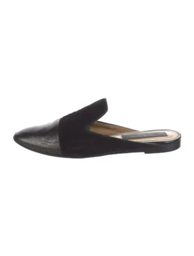 Pre-owned Rag & Bone Leather Leather Trim Embellishment Mules In Black