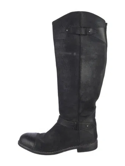 Pre-owned Rag & Bone Leather Leather Trim Embellishment Riding Boots In Blue