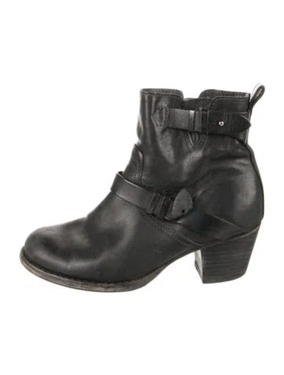Pre-owned Rag & Bone Leather Moto Boots In Black