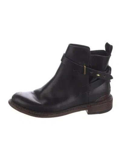 Pre-owned Rag & Bone Leather Moto Boots In Black
