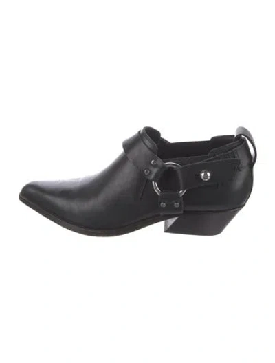 Pre-owned Rag & Bone Leather Moto Boots In Black