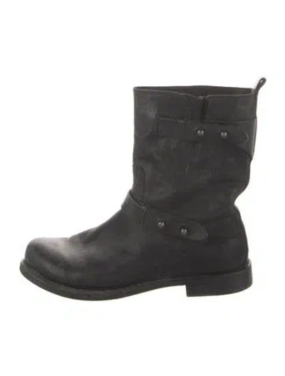 Pre-owned Rag & Bone Leather Moto Boots In Black