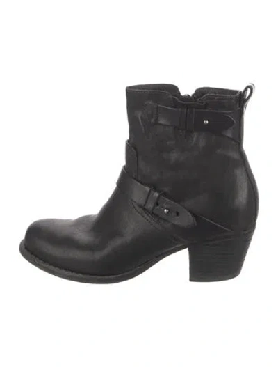 Pre-owned Rag & Bone Leather Moto Boots In Black