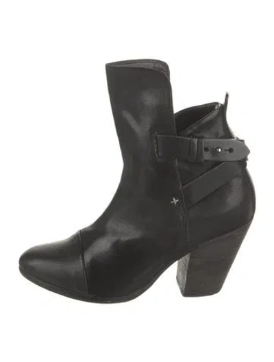 Pre-owned Rag & Bone Leather Moto Boots In Black