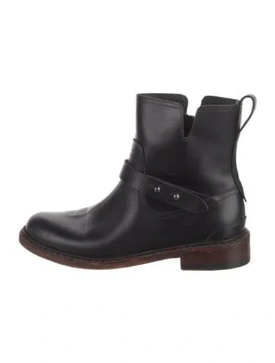 Pre-owned Rag & Bone Leather Moto Boots In Black