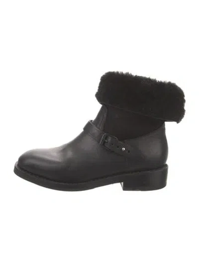 Pre-owned Rag & Bone Leather Moto Boots In Black