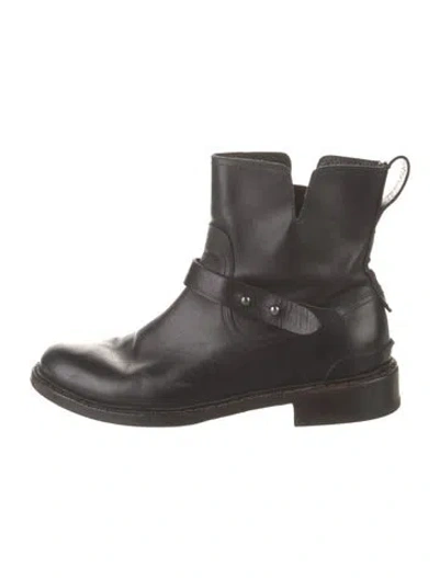Pre-owned Rag & Bone Leather Moto Boots In Black