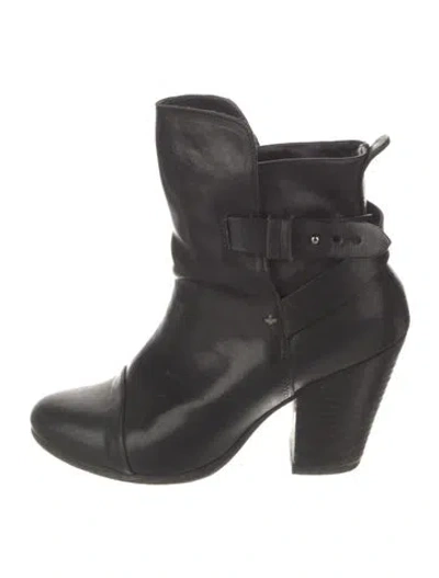 Pre-owned Rag & Bone Leather Moto Boots In Black