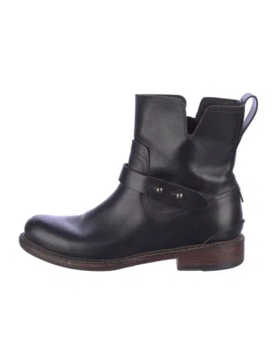 Pre-owned Rag & Bone Leather Moto Boots In Black
