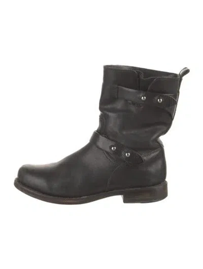 Pre-owned Rag & Bone Leather Moto Boots In Black