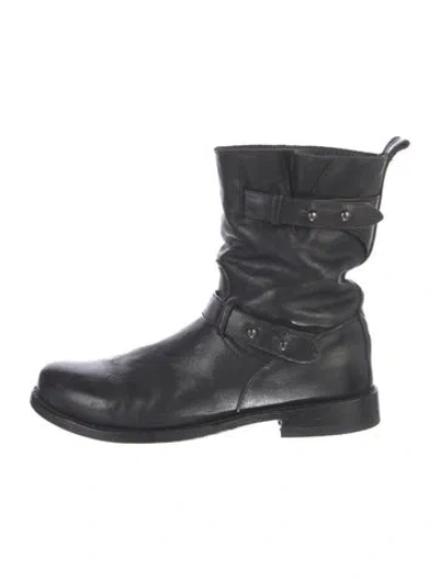 Pre-owned Rag & Bone Leather Moto Boots In Black